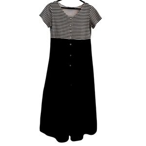 Vintage Um & Company Black and White Two Media Midi Dress